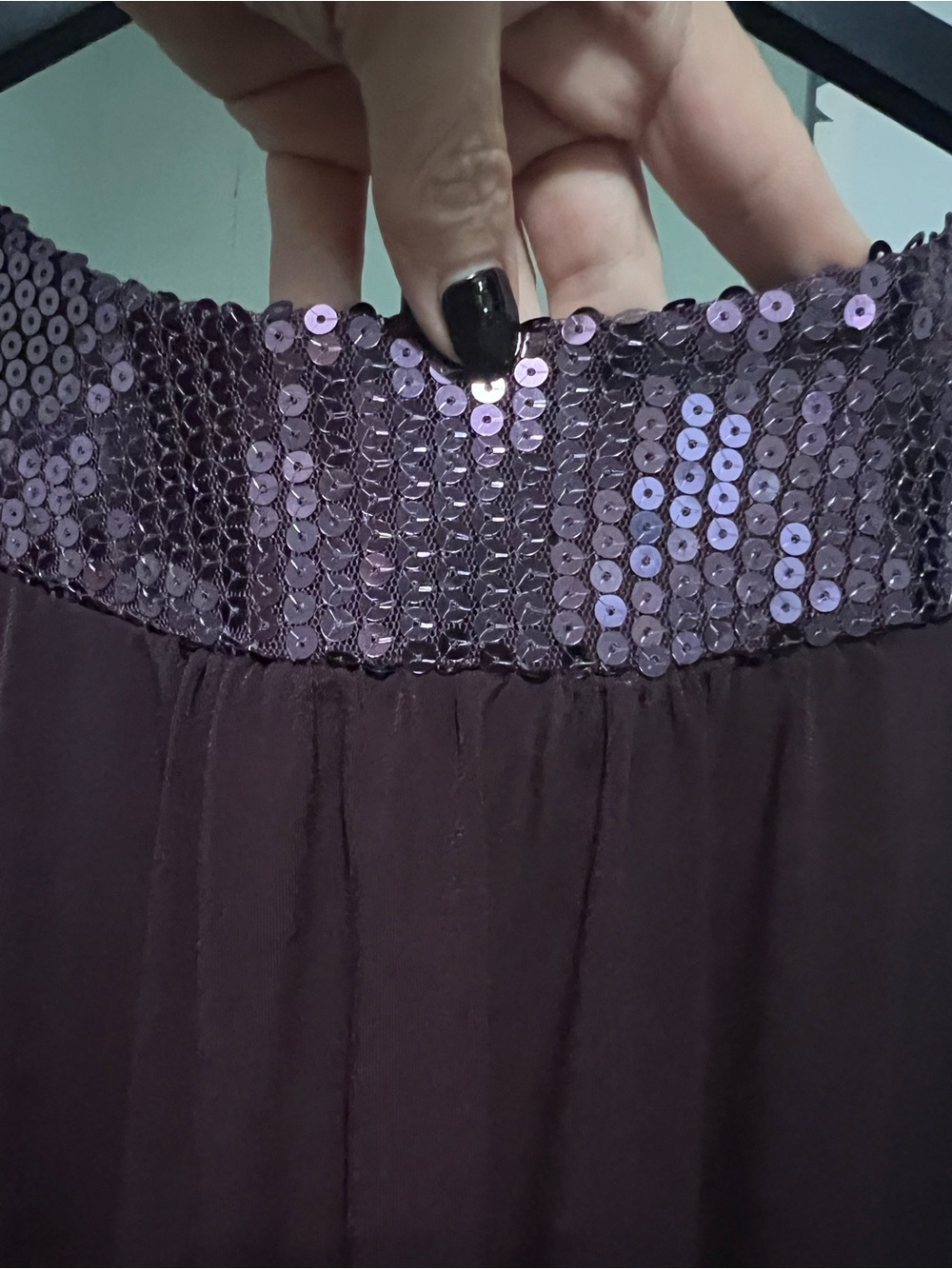 Candy Rain Y2K Sequined Neckline Mini Dress in Plum